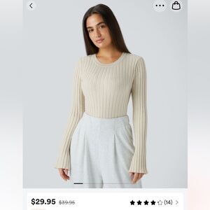 Round neck long sleeve frill casual sweater